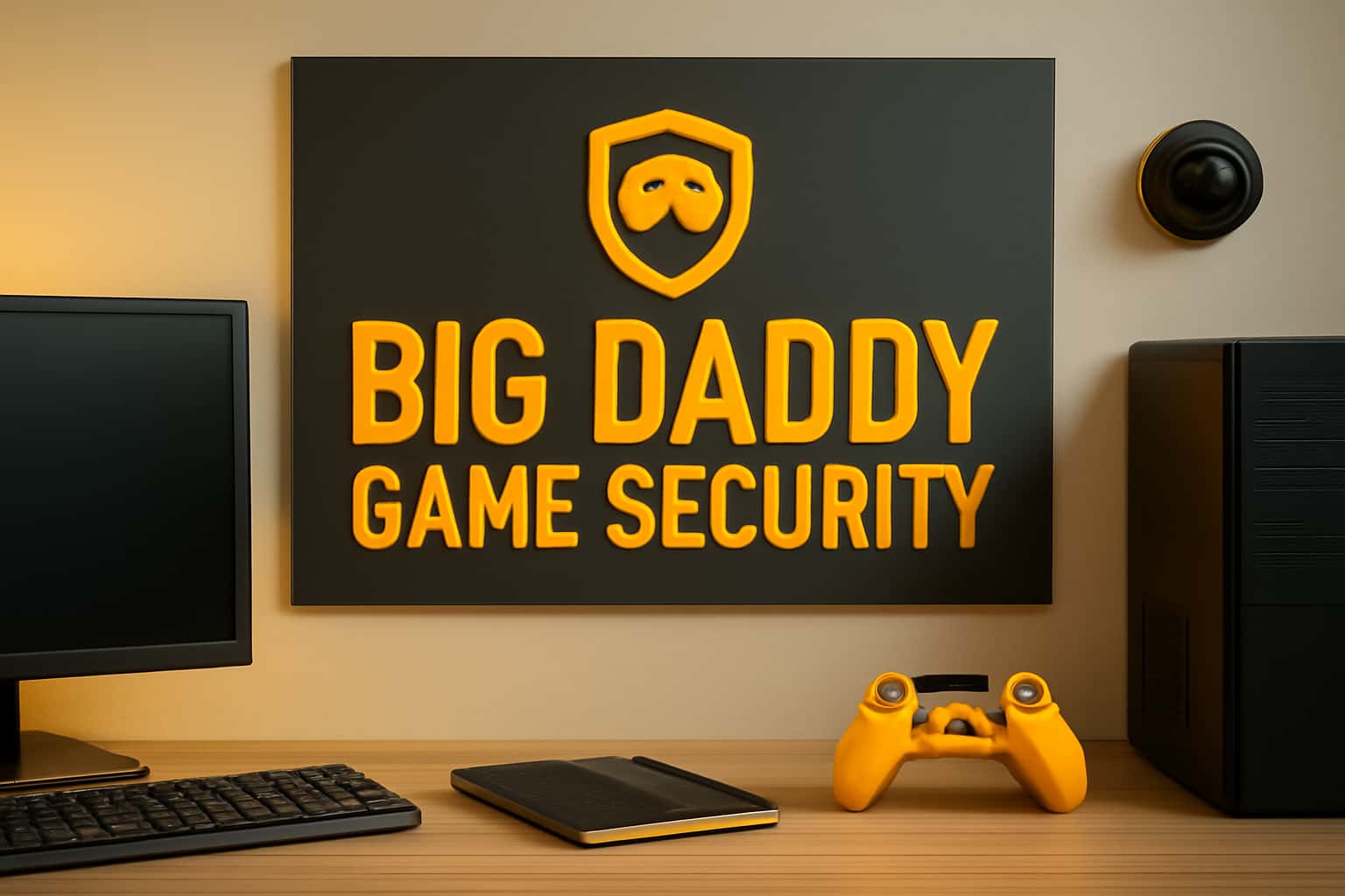 A high-tech visual representation of security features for Big Daddy Game.